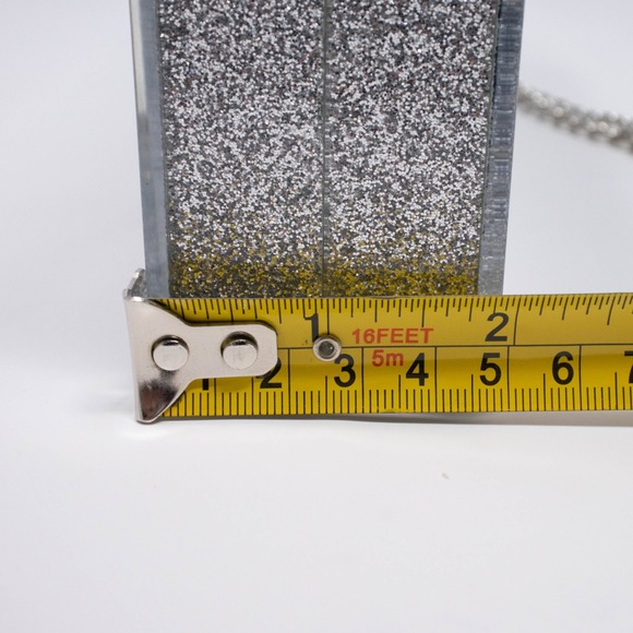 JWR Initial Monogram Acrylic Box Clutch Silver Glitter Formal Evening Party Bag - Picture 6 of 11